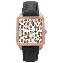 Flower Floral Sunflower Rose Pattern Base Rose Gold Leather Watch  by Mariart