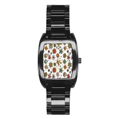 Flower Floral Sunflower Rose Pattern Base Stainless Steel Barrel Watch by Mariart