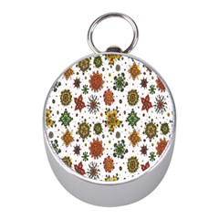 Flower Floral Sunflower Rose Pattern Base Mini Silver Compasses