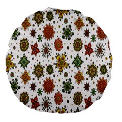 Flower Floral Sunflower Rose Pattern Base Large 18  Premium Flano Round Cushions by Mariart