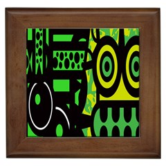 Half Grower Banner Polka Dots Circle Plaid Green Black Yellow Framed Tiles by Mariart