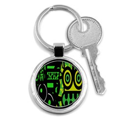 Half Grower Banner Polka Dots Circle Plaid Green Black Yellow Key Chains (round) 