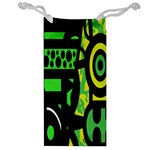 Half Grower Banner Polka Dots Circle Plaid Green Black Yellow Jewelry Bag Front