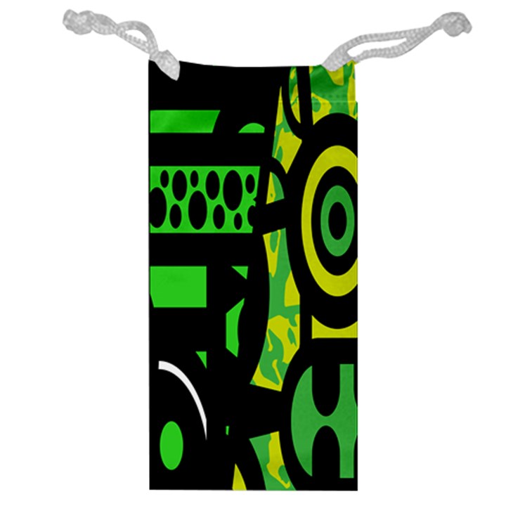 Half Grower Banner Polka Dots Circle Plaid Green Black Yellow Jewelry Bag