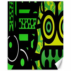 Half Grower Banner Polka Dots Circle Plaid Green Black Yellow Canvas 11  X 14   by Mariart