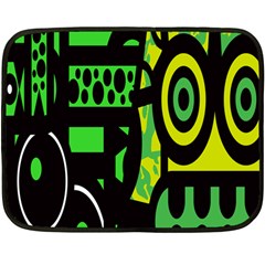 Half Grower Banner Polka Dots Circle Plaid Green Black Yellow Fleece Blanket (mini) by Mariart