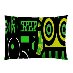 Half Grower Banner Polka Dots Circle Plaid Green Black Yellow Pillow Case (two Sides) by Mariart