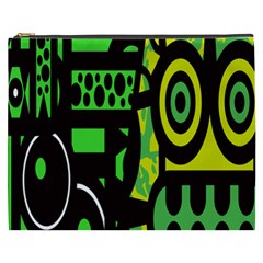 Half Grower Banner Polka Dots Circle Plaid Green Black Yellow Cosmetic Bag (xxxl)  by Mariart