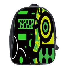 Half Grower Banner Polka Dots Circle Plaid Green Black Yellow School Bags (xl)  by Mariart