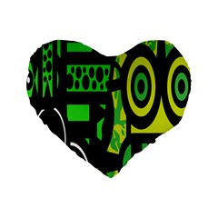 Half Grower Banner Polka Dots Circle Plaid Green Black Yellow Standard 16  Premium Heart Shape Cushions by Mariart