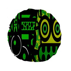 Half Grower Banner Polka Dots Circle Plaid Green Black Yellow Standard 15  Premium Flano Round Cushions by Mariart