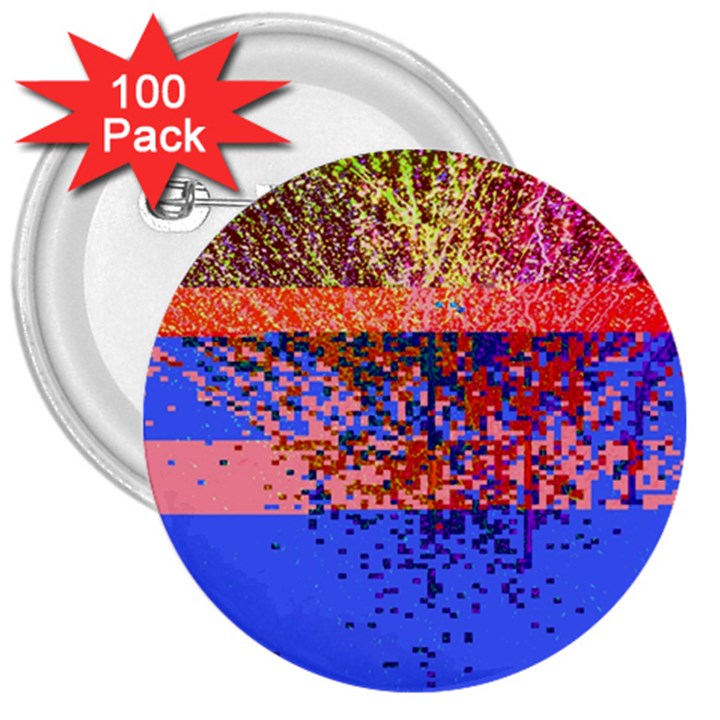 Glitchdrips Shadow Color Fire 3  Buttons (100 pack) 