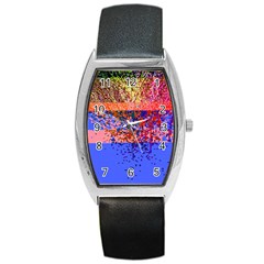 Glitchdrips Shadow Color Fire Barrel Style Metal Watch by Mariart