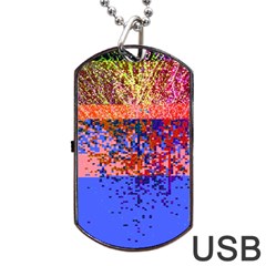 Glitchdrips Shadow Color Fire Dog Tag Usb Flash (one Side) by Mariart