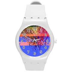 Glitchdrips Shadow Color Fire Round Plastic Sport Watch (m)