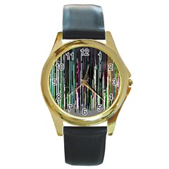 Heimbold Sign Random Shadow Line Vertical Light Round Gold Metal Watch