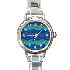 Geometric Line Wave Chevron Waves Novelty Round Italian Charm Watch