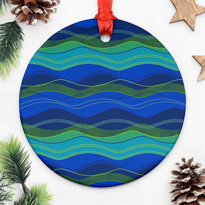 Geometric Line Wave Chevron Waves Novelty Ornament (Round)