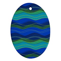 Geometric Line Wave Chevron Waves Novelty Ornament (oval) by Mariart