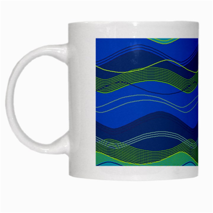 Geometric Line Wave Chevron Waves Novelty White Mugs