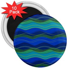 Geometric Line Wave Chevron Waves Novelty 3  Magnets (10 Pack)  by Mariart