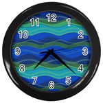 Geometric Line Wave Chevron Waves Novelty Wall Clocks (Black) Front