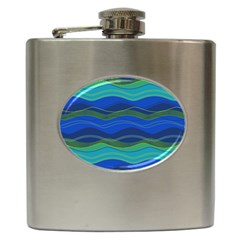 Geometric Line Wave Chevron Waves Novelty Hip Flask (6 Oz) by Mariart