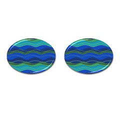 Geometric Line Wave Chevron Waves Novelty Cufflinks (oval) by Mariart