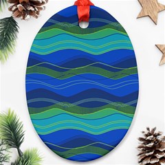 Geometric Line Wave Chevron Waves Novelty Oval Ornament (two Sides)