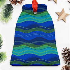 Geometric Line Wave Chevron Waves Novelty Ornament (bell) by Mariart