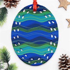 Geometric Line Wave Chevron Waves Novelty Ornament (oval Filigree) by Mariart