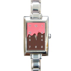 Ice Cream Pink Choholate Plaid Chevron Rectangle Italian Charm Watch by Mariart