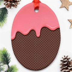 Ice Cream Pink Choholate Plaid Chevron Ornament (oval)