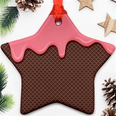 Ice Cream Pink Choholate Plaid Chevron Ornament (star)