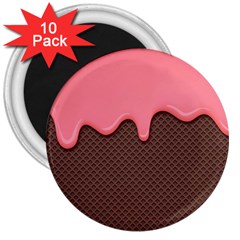 Ice Cream Pink Choholate Plaid Chevron 3  Magnets (10 Pack)  by Mariart