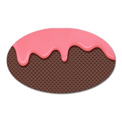 Ice Cream Pink Choholate Plaid Chevron Oval Magnet by Mariart