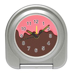 Ice Cream Pink Choholate Plaid Chevron Travel Alarm Clocks by Mariart