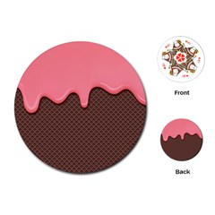 Ice Cream Pink Choholate Plaid Chevron Playing Cards (round)  by Mariart