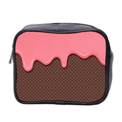 Ice Cream Pink Choholate Plaid Chevron Mini Toiletries Bag 2-side by Mariart