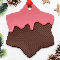 Ice Cream Pink Choholate Plaid Chevron Snowflake Ornament (two Sides)