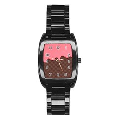 Ice Cream Pink Choholate Plaid Chevron Stainless Steel Barrel Watch by Mariart