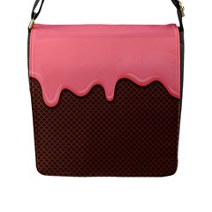 Ice Cream Pink Choholate Plaid Chevron Flap Messenger Bag (l)  by Mariart