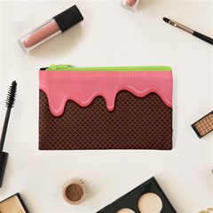 Ice Cream Pink Choholate Plaid Chevron Cosmetic Bag (xs) by Mariart