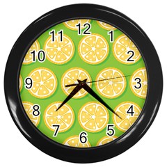 Lime Orange Yellow Green Fruit Wall Clocks (black) by Mariart