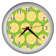 Lime Orange Yellow Green Fruit Wall Clocks (silver) 