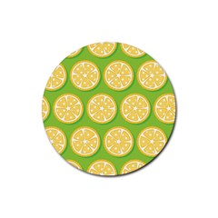 Lime Orange Yellow Green Fruit Rubber Coaster (round)  by Mariart