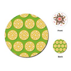 Lime Orange Yellow Green Fruit Playing Cards (round) 