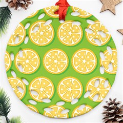 Lime Orange Yellow Green Fruit Round Filigree Ornament (two Sides) by Mariart