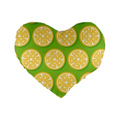 Lime Orange Yellow Green Fruit Standard 16  Premium Heart Shape Cushions