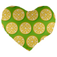 Lime Orange Yellow Green Fruit Large 19  Premium Heart Shape Cushions